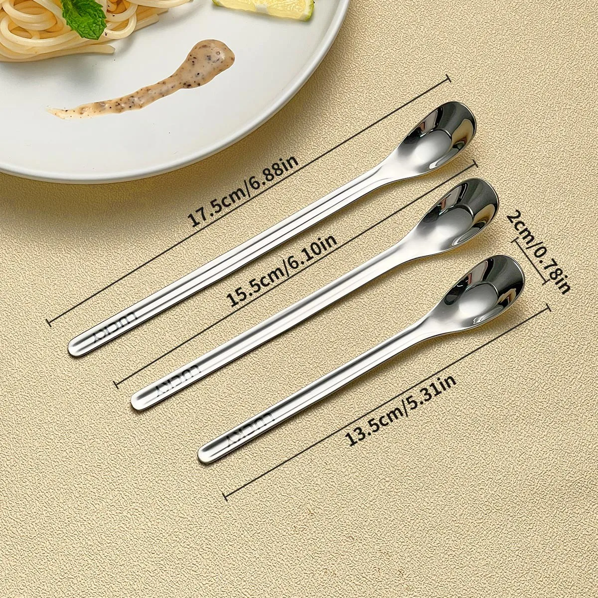 304 roestvrijstalen koffielepels met lange steel, geschikt voor ijskoffie, herbruikbare lepels voor desserts en ijs, cocktailroerlepels, bestek.