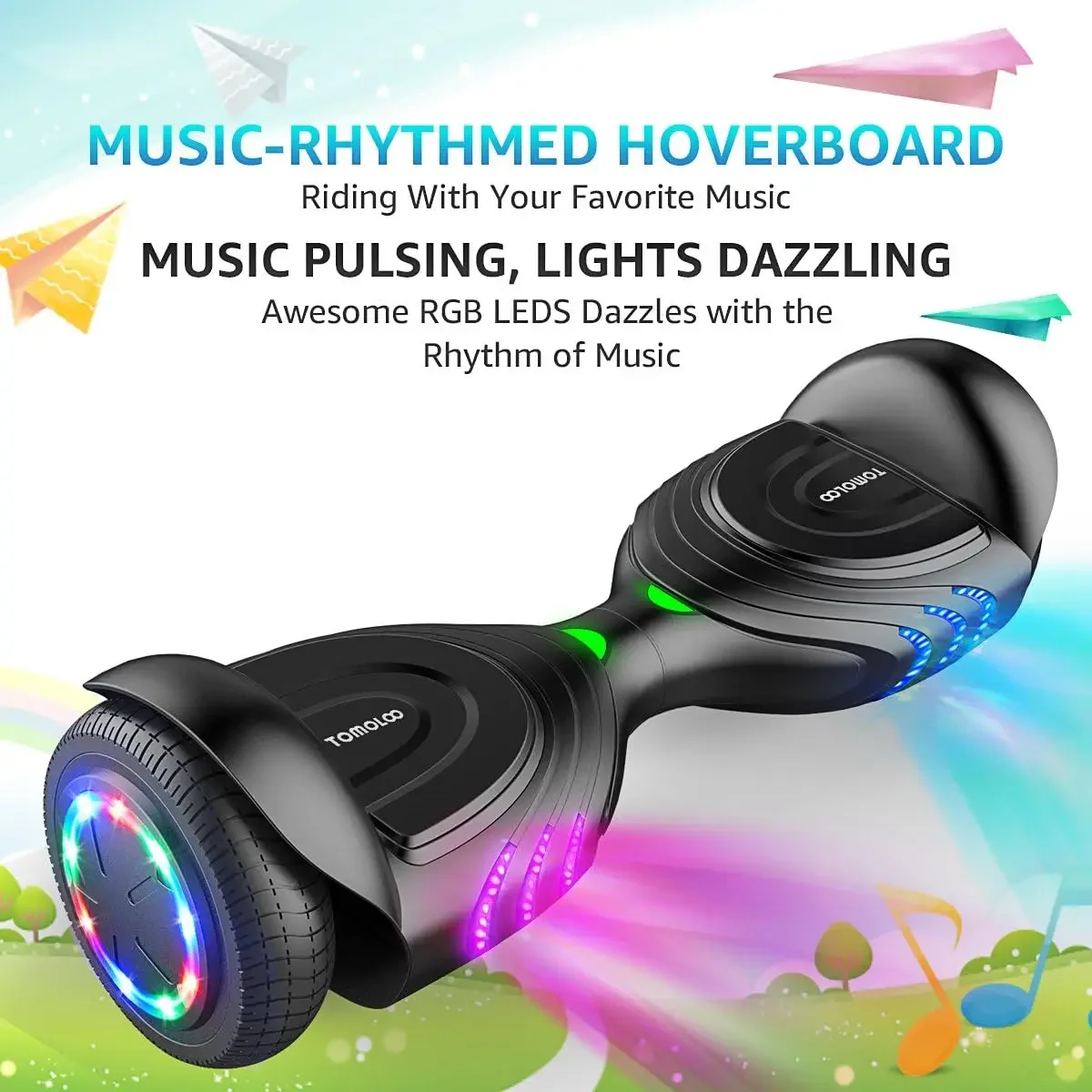 Music-Rhythmed Hoverboard for Kids and Adult Two-Wheel Self-Balancing Scooter- UL2272 Certificated with Music Speaker- C