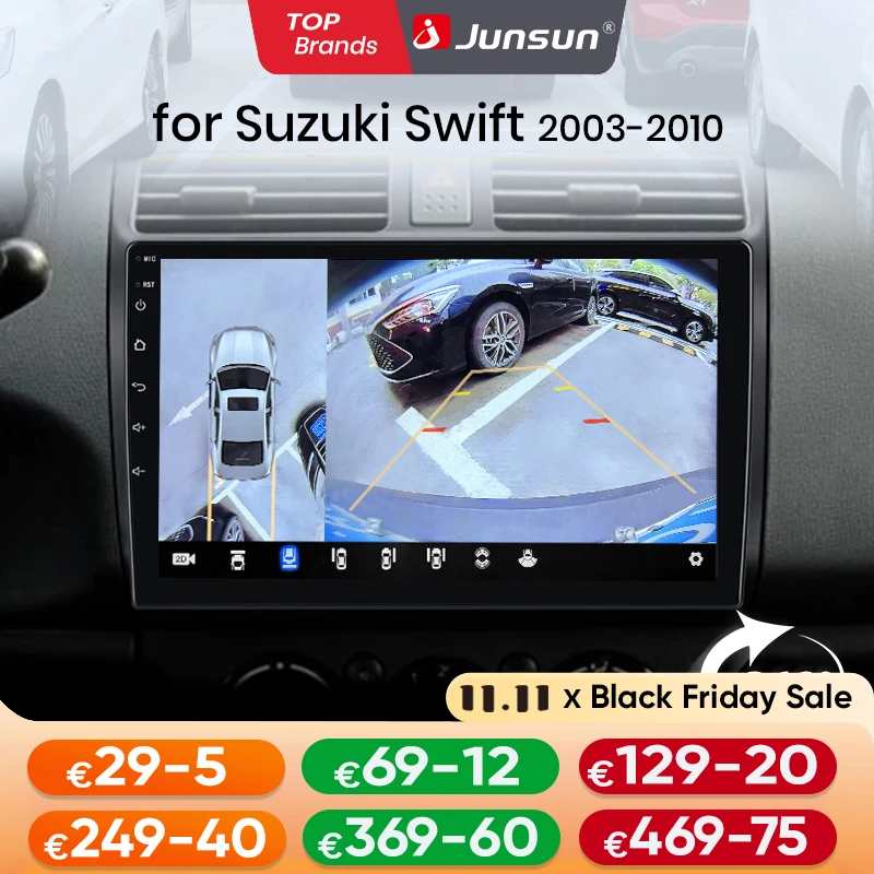 Junsun Qualcomm 8-Core 360 Camera Wireless CarPlay Android Auto Car Radio for Suzuki Swift 2006- 2010 GPS Multimedia