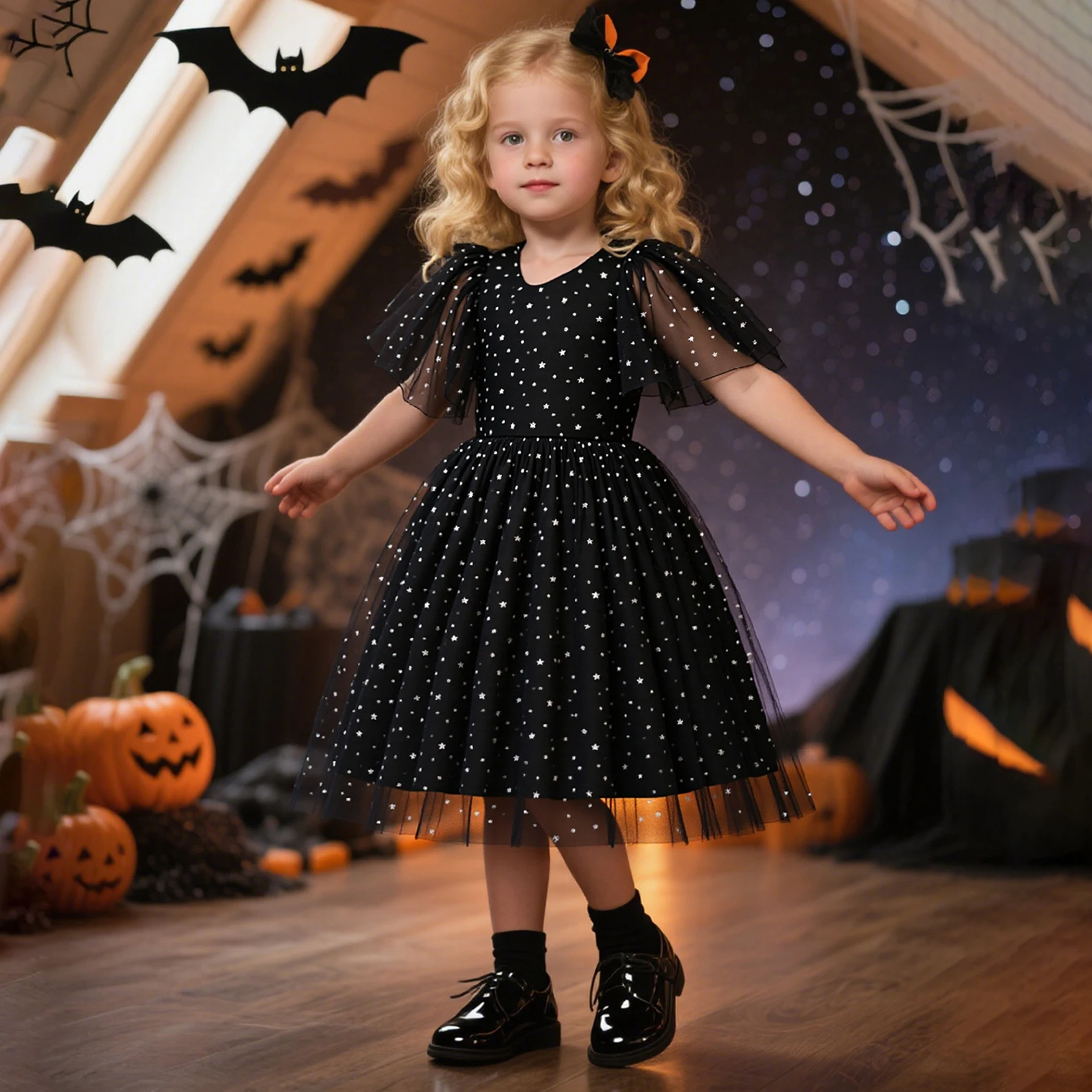 Sommer Pailletten Stern Party Mädchen Kleid Elegante Tüll Brautjungfern Brautkleider für Mädchen Gala Geburtstag Prinzessin Abend Kostüme