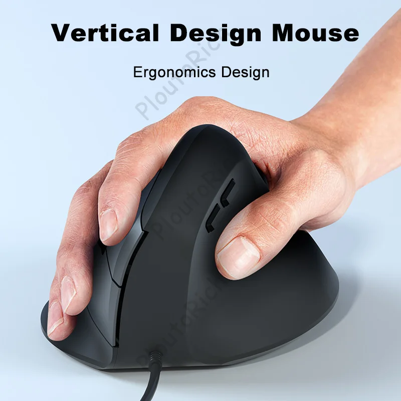 

Wired Vertical Mouse Low Noise Button Ergonomics Design 3600 DPI Adjustable With Finger Support Mause Office Use Or Play Game