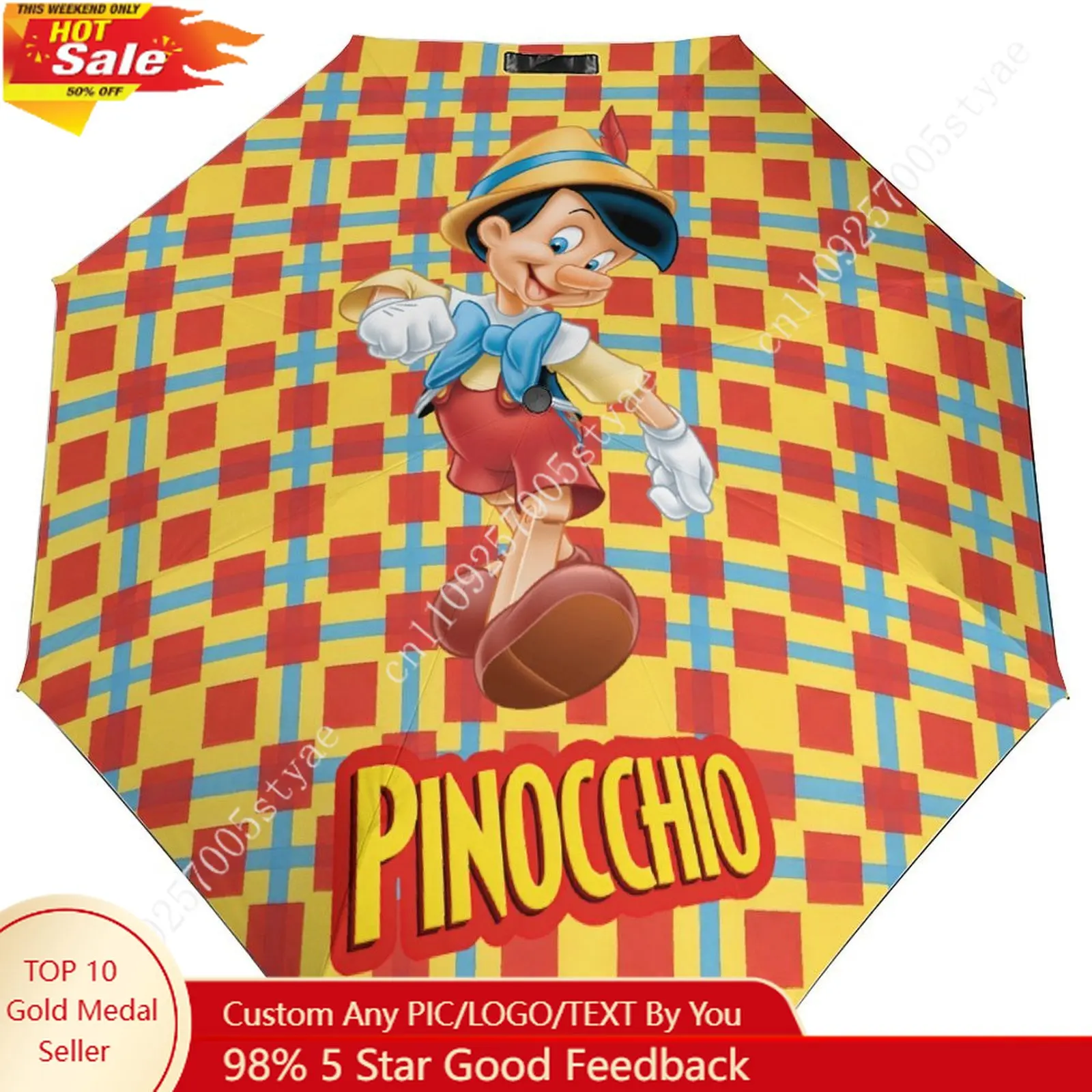 

Pinocchio Umbrella Disney Cartoon 3 Fold Auto Suitable Both Sunny Rainy Days Decoration Gifts Custom Umbrella Cosplay