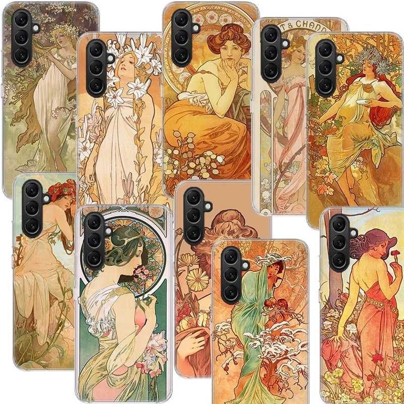 Alfons Mucha Primavera Phone Case Samsung Galaxy A70 A50 A40 A30 A20E M30S M31 M21 M12 J8 J6 J4 M32 M52 M51 A90 A80 A20S M11 A10