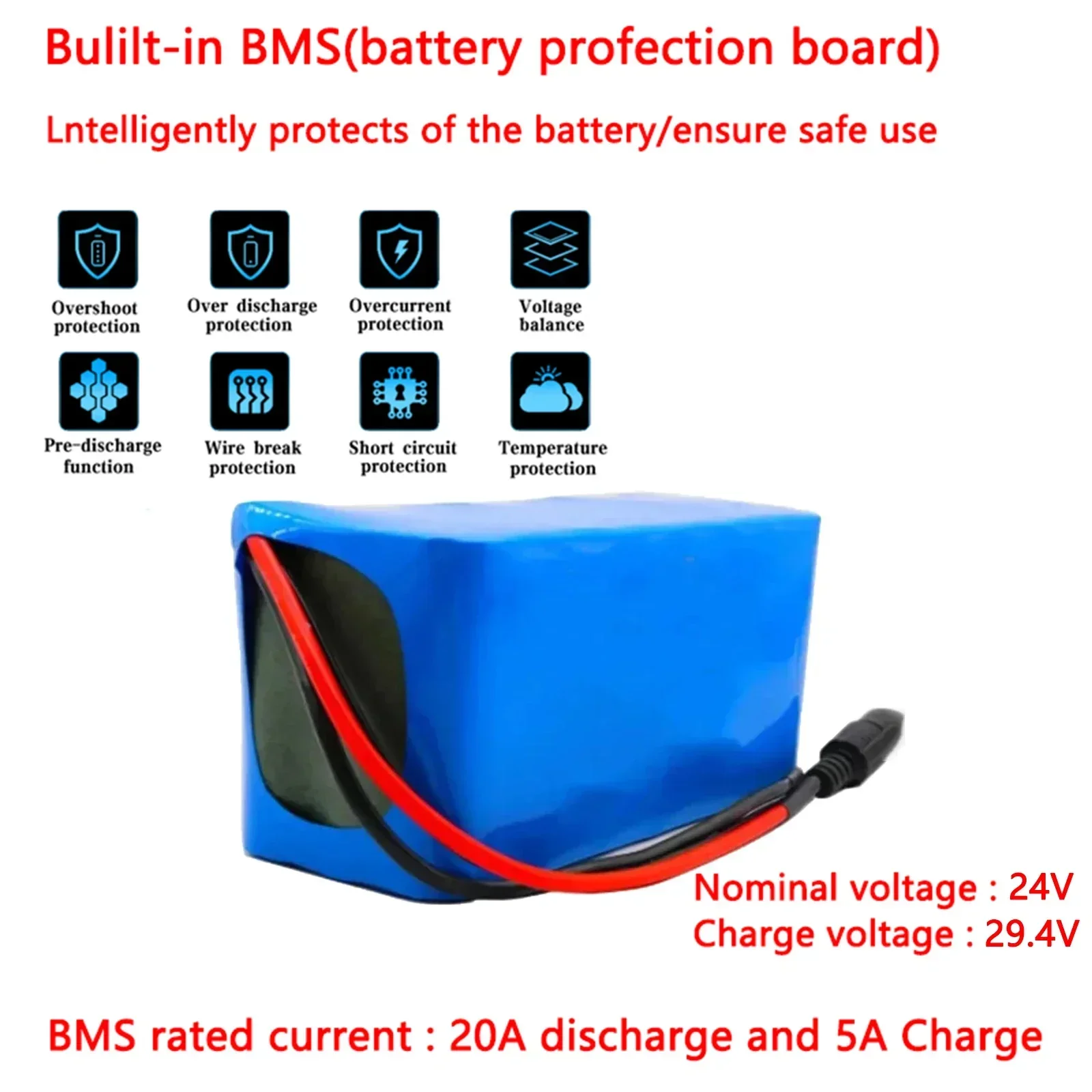 PURFIELD 7s3p 24V 12Ah 18650 29.4V Lithium Battery Pack with EU /US 2A Charger for Electric Bicycles and Mopeds lithium battery