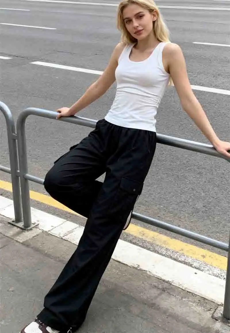 

Брюки-карго женские, летние, из полиэстера, скульптурные, милые, трендовые, для городских прогулок, быстросохнущие, гибкие, легкие для социальных винтажных выступлений