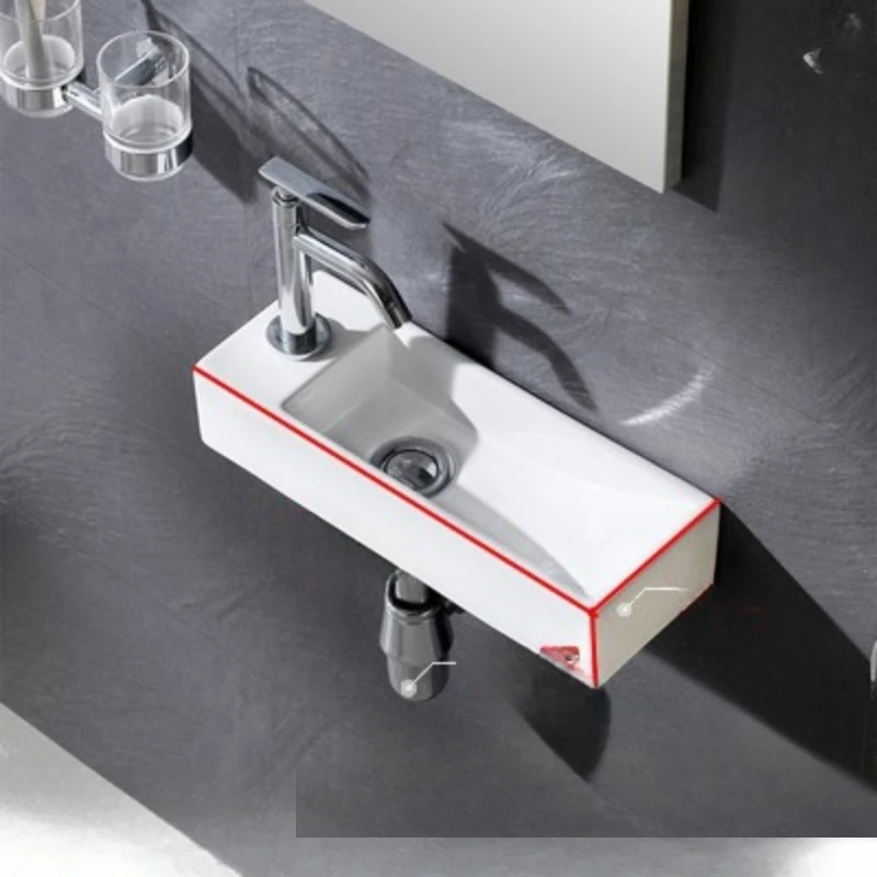 Small size mini basin washbasin wall-mounted washbasin wall-mounted washbasin trumpet ultra-small narrow strip 14