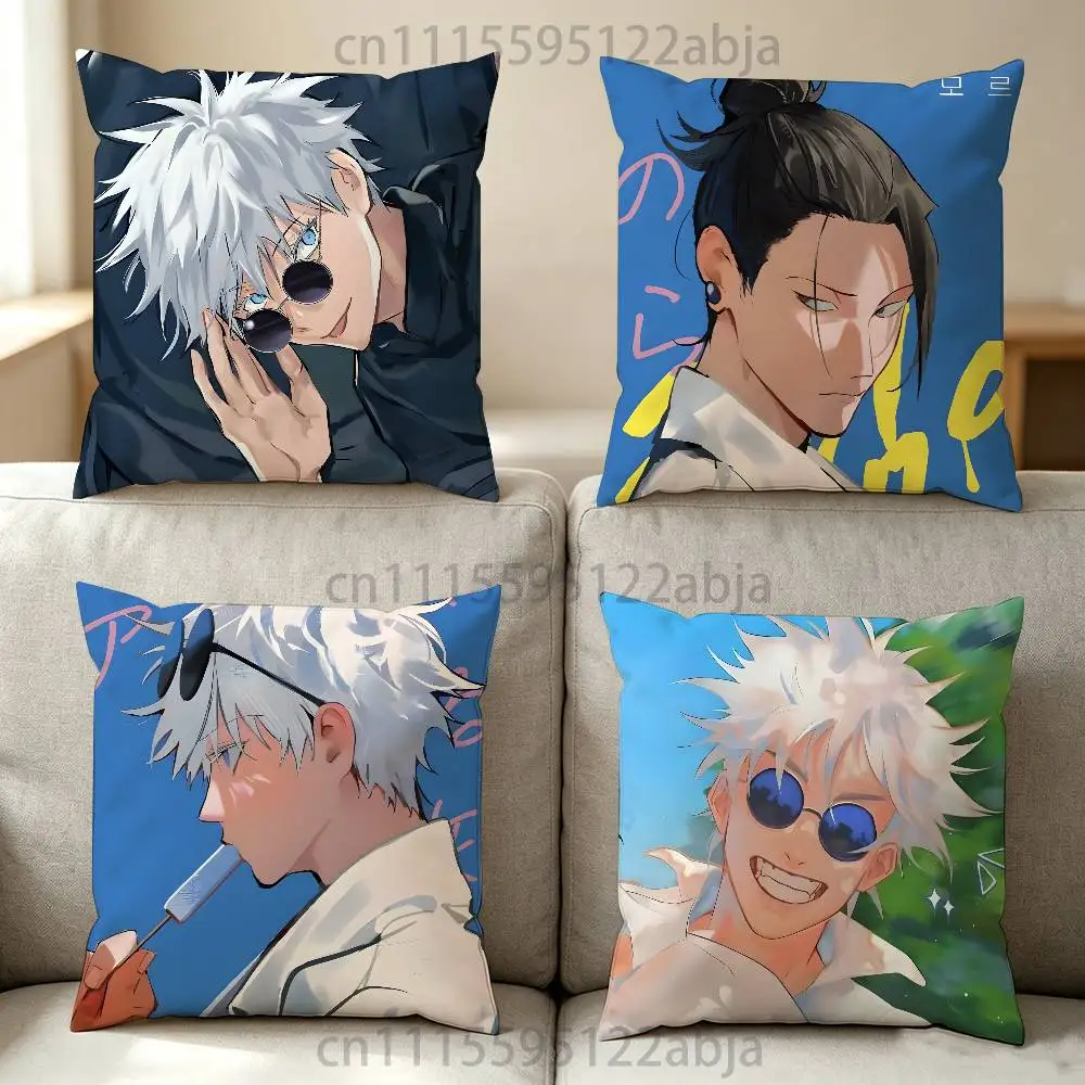 Suguru Gojo J-Jujutsu Kaisen Throw Pillow Case 40x40cm Decoration DIY Square Chair Pillowcase Pad Cover