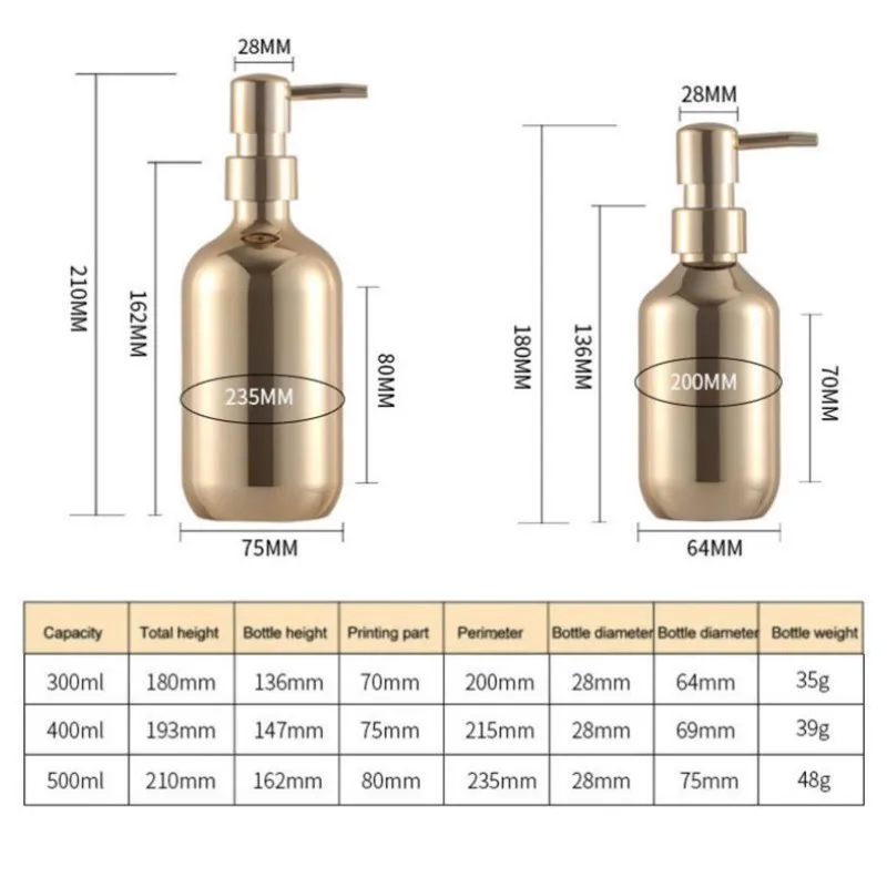 300/500ml butelka z dozownikiem mydła łazienkowego szampon butelka z żelem pod prysznic typ prasy wielokrotnego napełniania pusty pojemnik do butelkowania płynu PET