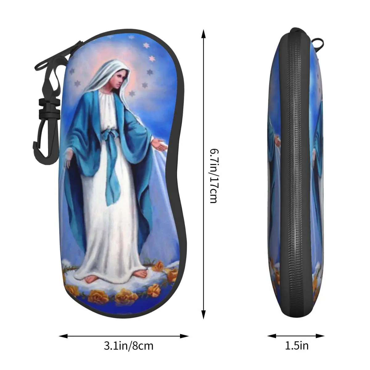 Custom Catholic Virgin Mary Shell Eyeglasses Case Men Women Fashion Our Lady of Fatima Glasses Case Sunglasses Box Pouch