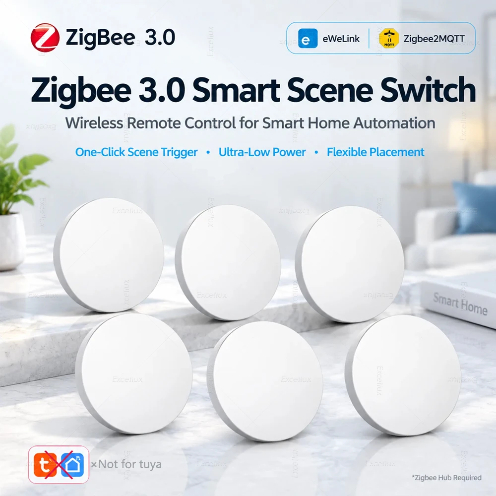 Zigbee Smart Push Button Wireless Scene Switch Ewelink App Remote Control Smart Automation Scenario Switch Work With Zigbee2MQTT