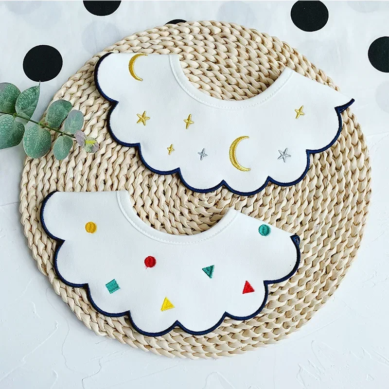 Gaya Korea empat musim 360 katun dapat diputar Bib bayi bordir lucu handuk air liur mode aksesoris baru lahir E23412