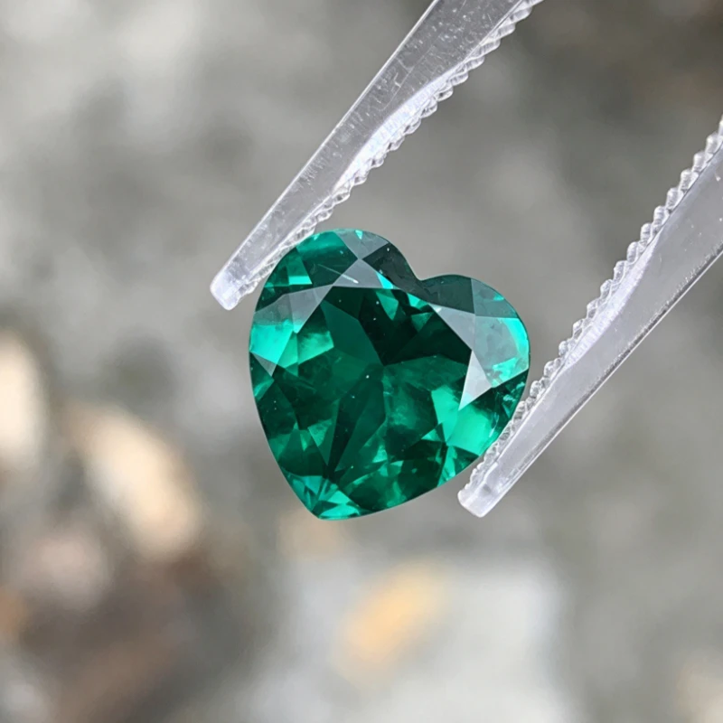 Heart Cut Lab Grown Zambian Emerald, Visible Natural Inclusions,Certified Loose Emerald Gemstone For Ring Pendant Jewelry Making