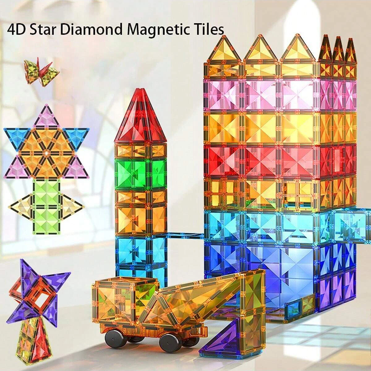 

Big Size Magnetic Building Blocks Set, Magnetic Tiles Set Toys For Girls Boys,Sensory Toys For Toddlers,STEM Toys For Baby 3+