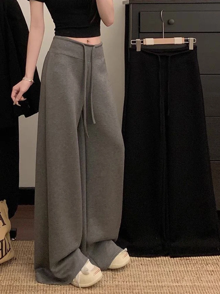 Y2K متوهج السراويل النساء الرباط عارضة مايكرو مضيئة كسول ثنى الطابق السراويل الخريف