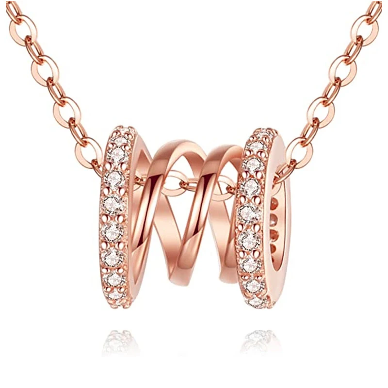 CAOSHI Versatile Rose Gold Color Pendant Necklace for Women Fashion Jewelry for Engagement Brilliant Zirconia Accessories Gift