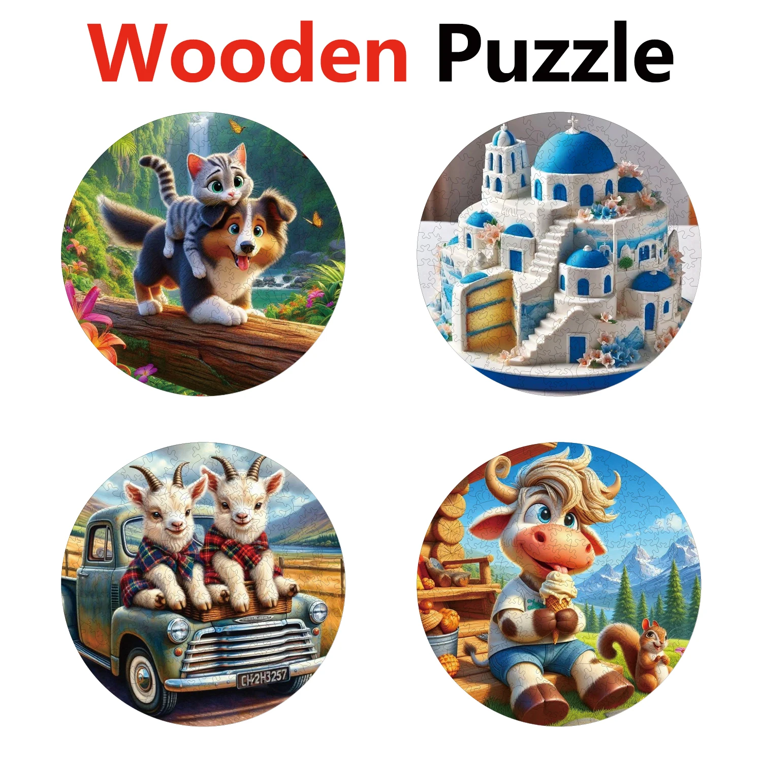 

Игрушка для кошек, овца, корова, животные, пазлы, высококачественная головоломка, деревянная головоломка, лучший рождественский подарок