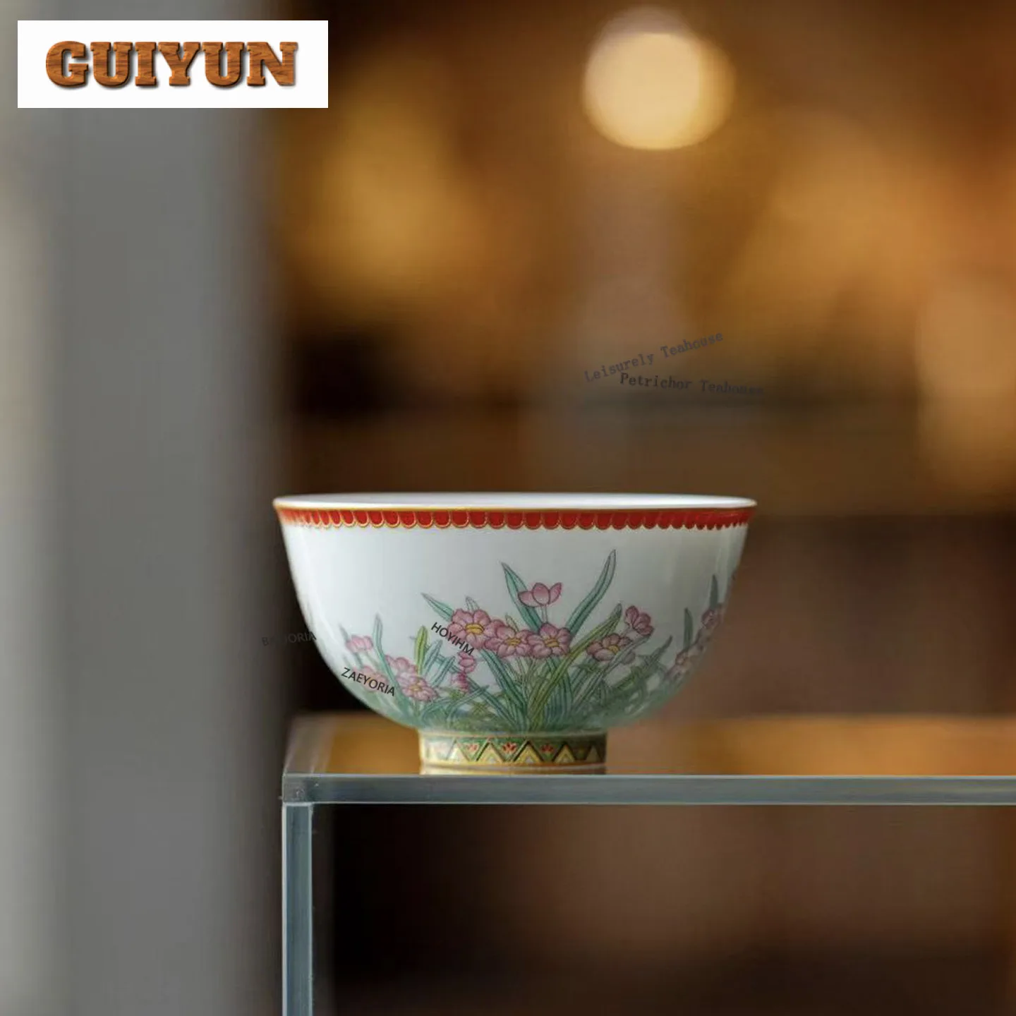 80ml Decal Daffodil Teacup Boutique Tea Bowl Mug Tea-tasting Meditation Cup Chazhan Master Cups Dahongpao Teaware Accessories