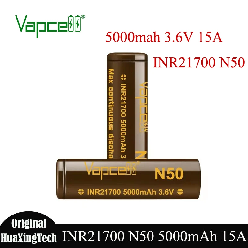 1-10 шт., аккумулятор Vapcell N50 21700, 5000 мАч, 15 А, 3,6 В, INR 21700, литиевая аккумуляторная батарея для игрушек-фонариков