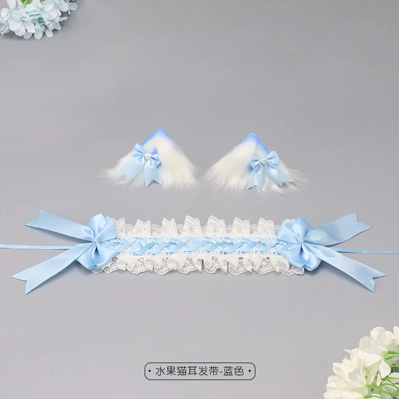 Chapéu de arco de pelúcia feito à mão, grampos de cabelo de orelha de gato, faixas de cabelo de lolita de orelha de gato, acessórios de dramatização de orelha de Halloween
