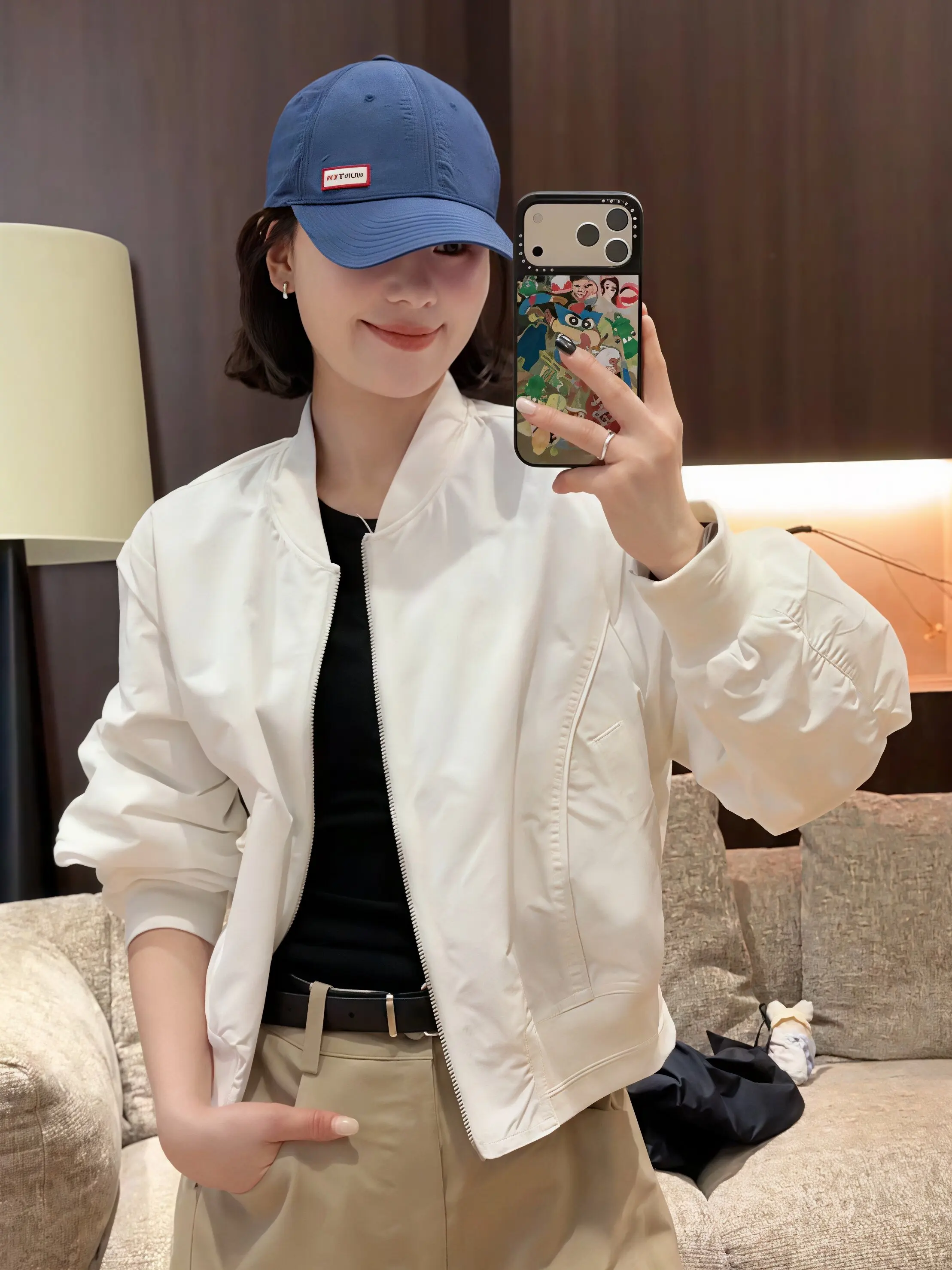 

Casual round Neck Short Jacket Women's Spring Autumn New Loose Hit Small Jacket Top Polyester Fiber Long Sleeve Zipper Closure