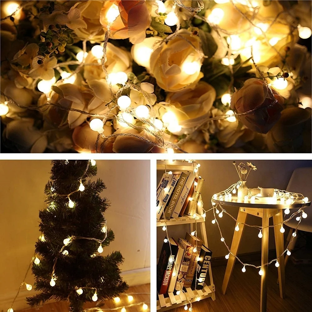 10M AA Battery Power Ball LED String Lights Garland Lights Waterproof Outdoor Lamp Wedding Garden Fairy Lights Christmas Decor