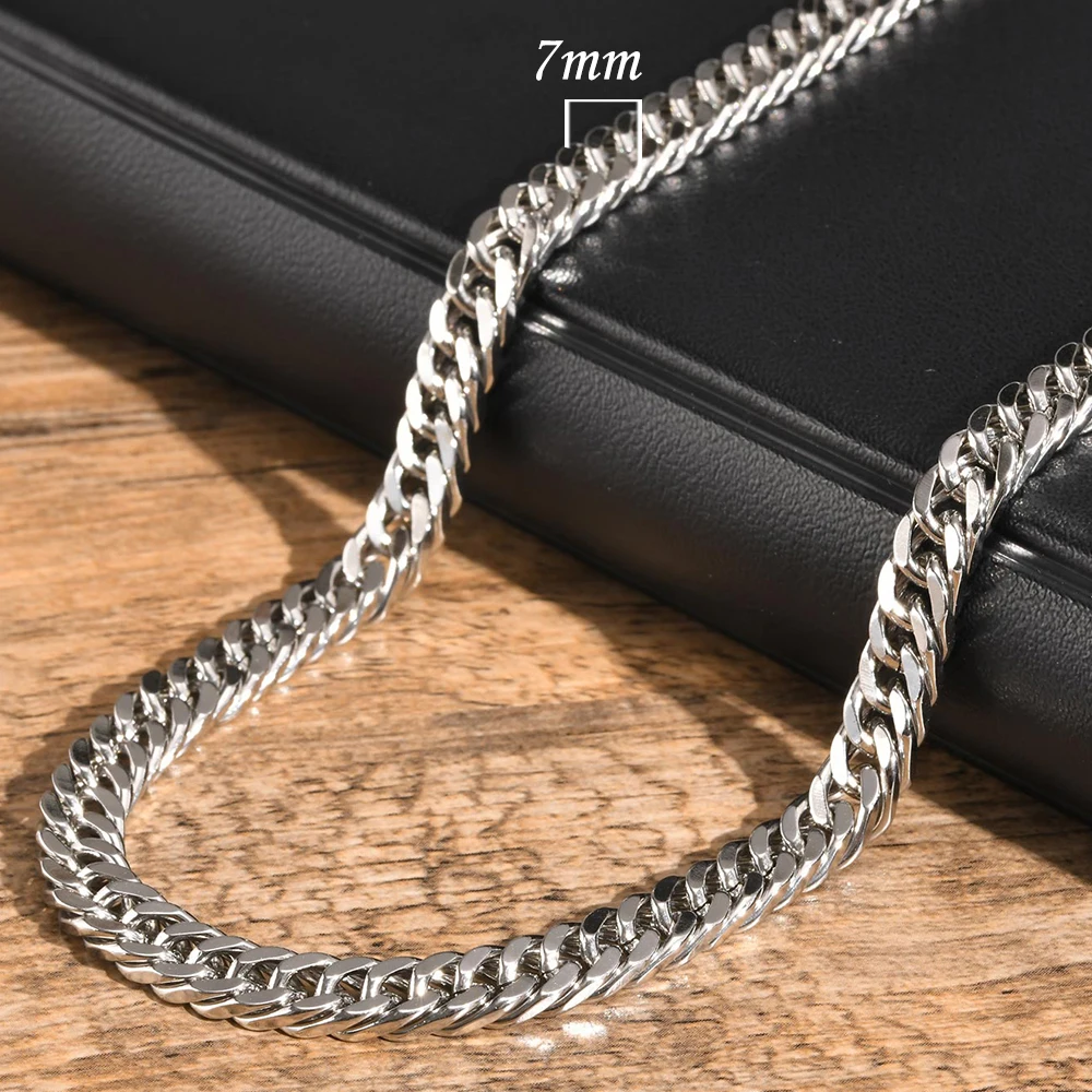 Vnox 3/5/7/9 mm dicke kubanische Kettenhalsketten für Männer und Frauen, einfacher Miami-Bordsteinglieder-Kragen, wasserdichte Unisex-Kette aus Edelstahl
