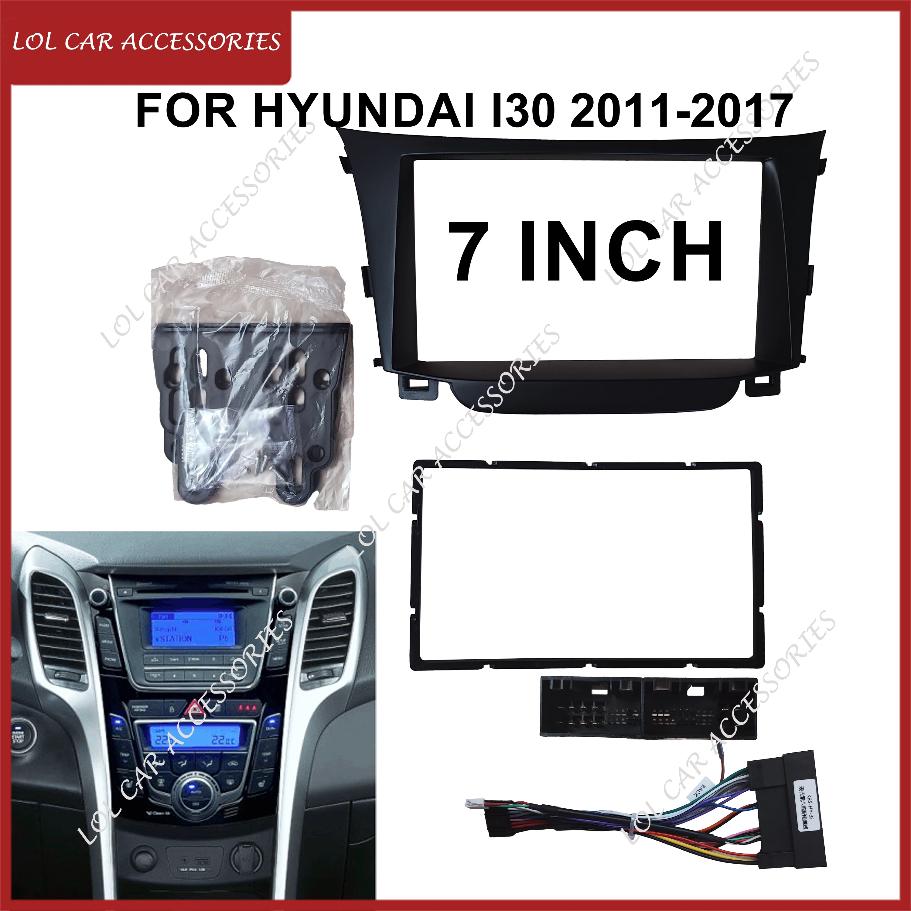7 Inch For Hyundai i30 2011-2017 Car Radio Android Stereo GPS MP5 Player Head Unit 2 Din Fascia Panel Casing Frame Cover