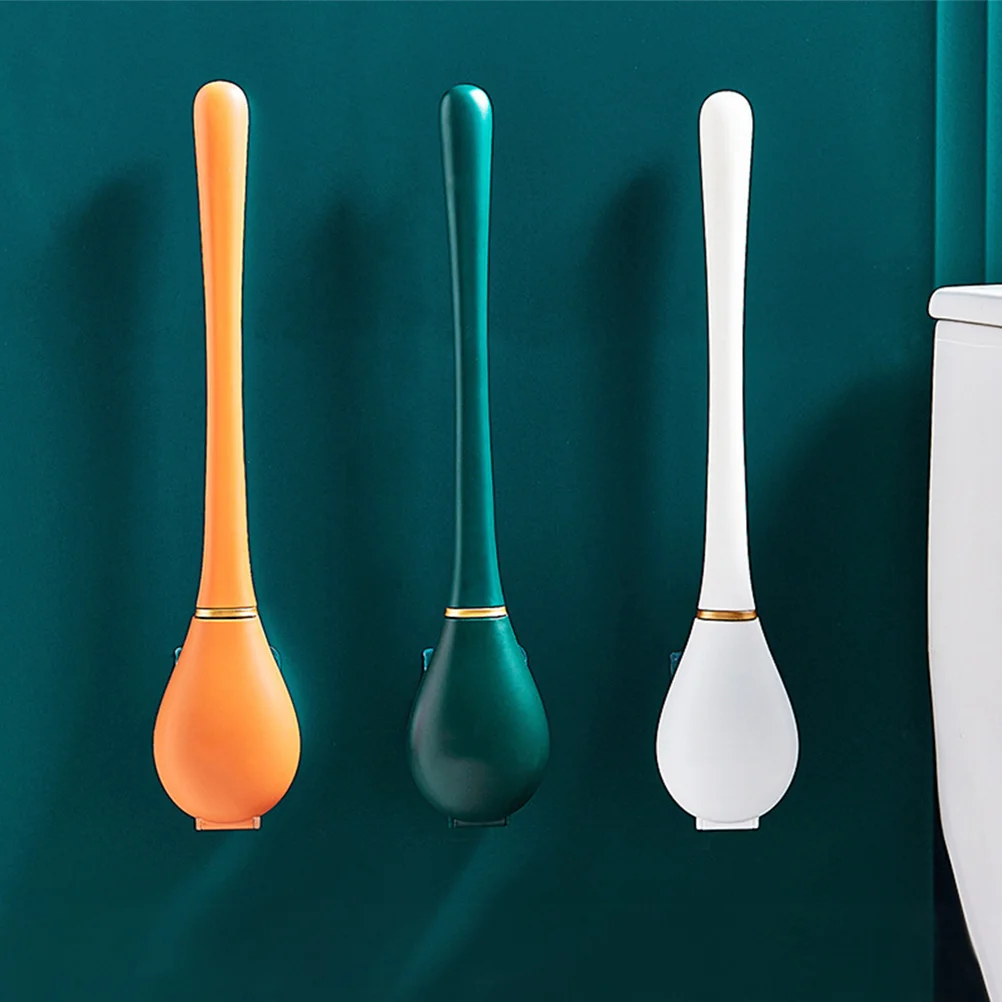 

1Pcs Toilet Brush Long Handle Silicone Head Design Space Saving Wall Mounted Bathroom Toilet Cleaning Brush Household