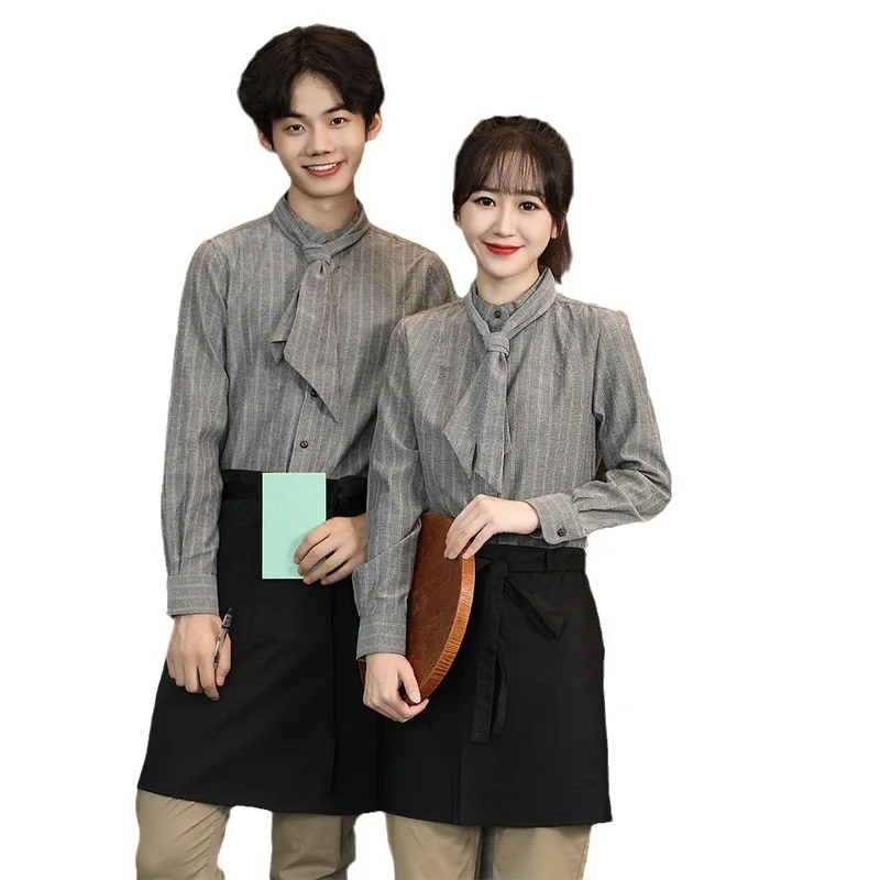 Caffetteria Uniforme da lavoro Autunno Inverno Donna Ristorante occidentale Cake Shop Latte Negozio di tè Panetteria Cameriere Manica lunga Donna