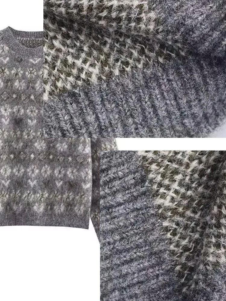 

HH 2026, женский зимний вязаный свитер с принтом, пуловер, топ, женский модный универсальный теплый свитер с круглым воротником и длинными рукавами Mujer