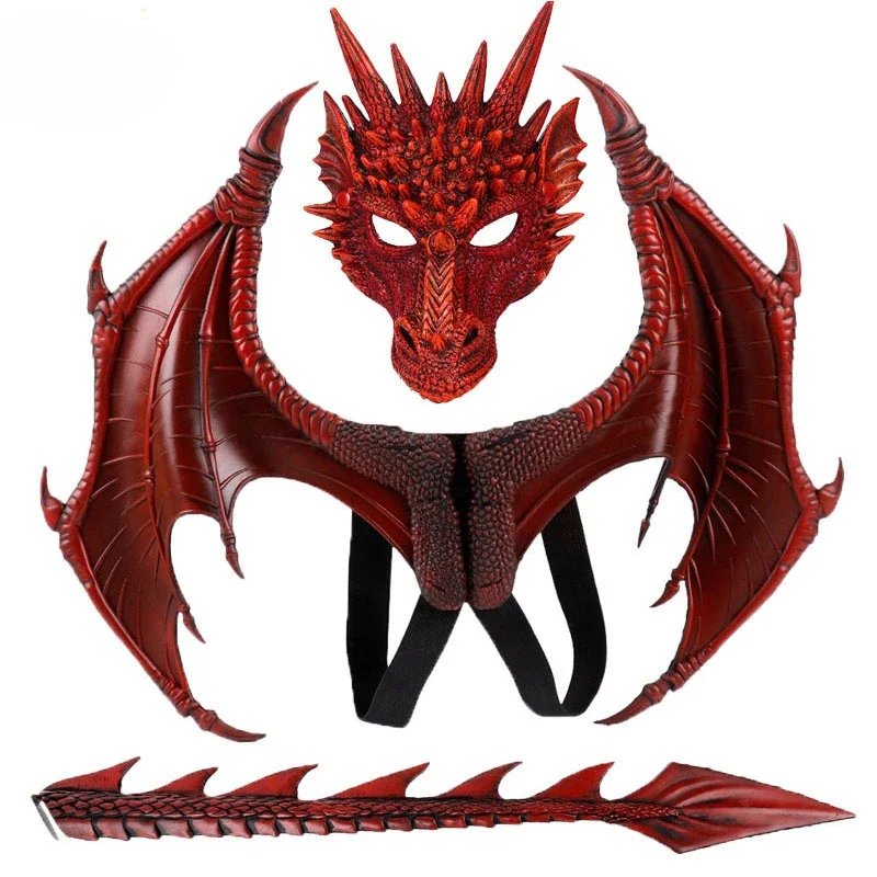 Costume de dragon animal pour enfants, cadeau d'Halloween Pourim, fête de carnaval, ensemble de cosplay pour garçon, queue d'aile, jour des enfants, 5 à 14 ans