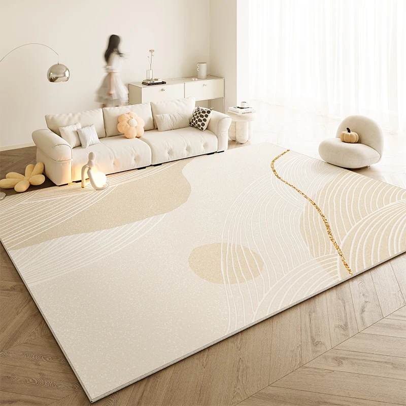 Cream Style Living Room Decoration Line Carpet Large Area Rugs for Bedroom Washable Study Soft Rug Anti-slip Cloakroom Floor Mat