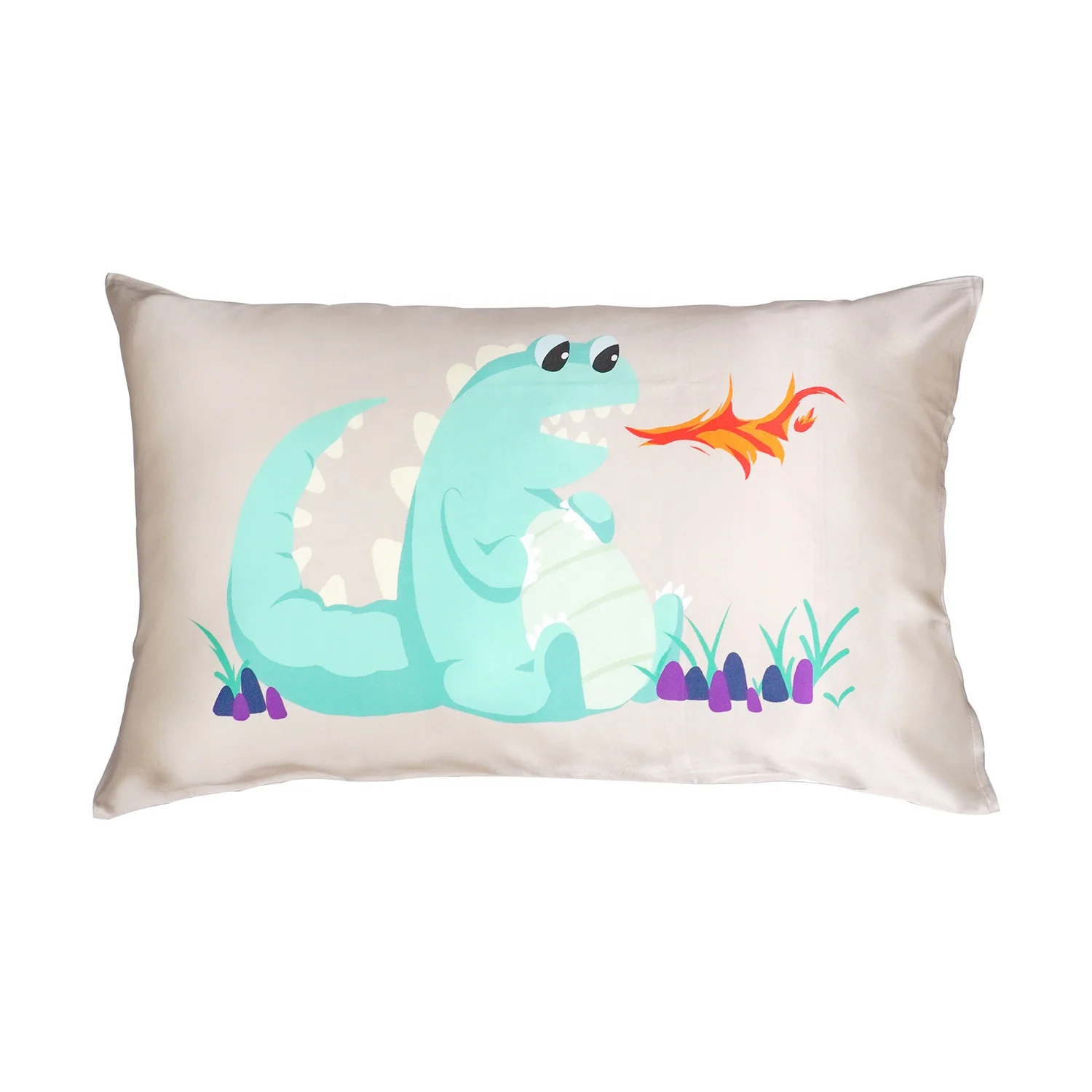 

100% Real Pillow Cover Dinosaur Printed Organic 16mm Mother And Children 6A Top Grade