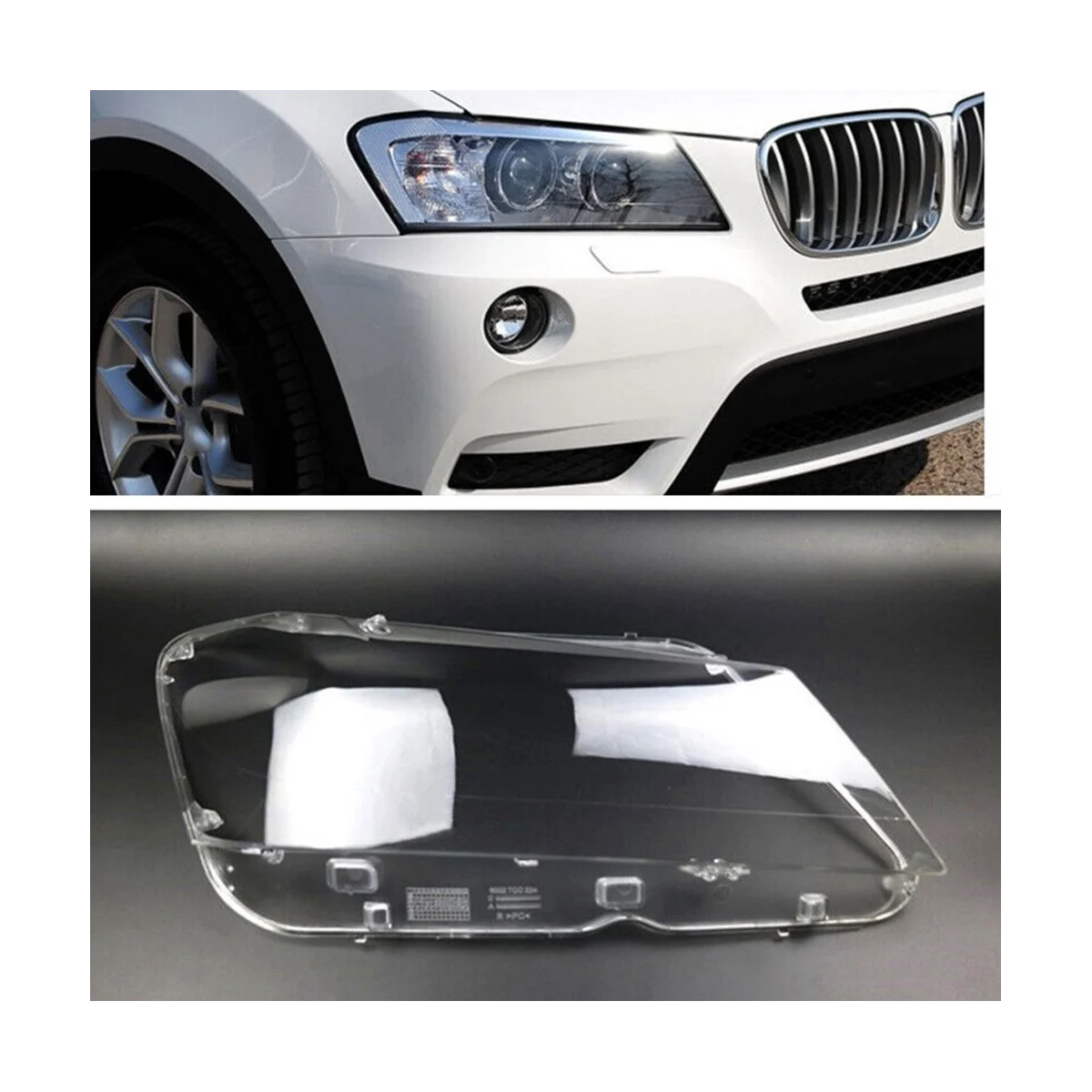 Left Headlight Lampshade Mask Clear Cover Headlight Supplies for BMW X3 F25 2011 2012 2013