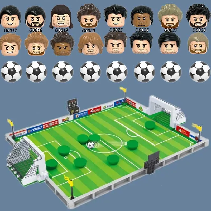 NEW World Football Match Players Figures Building Blocks Football Field Stadium Soccer Team Famous Sport Bricks G0104 Toys