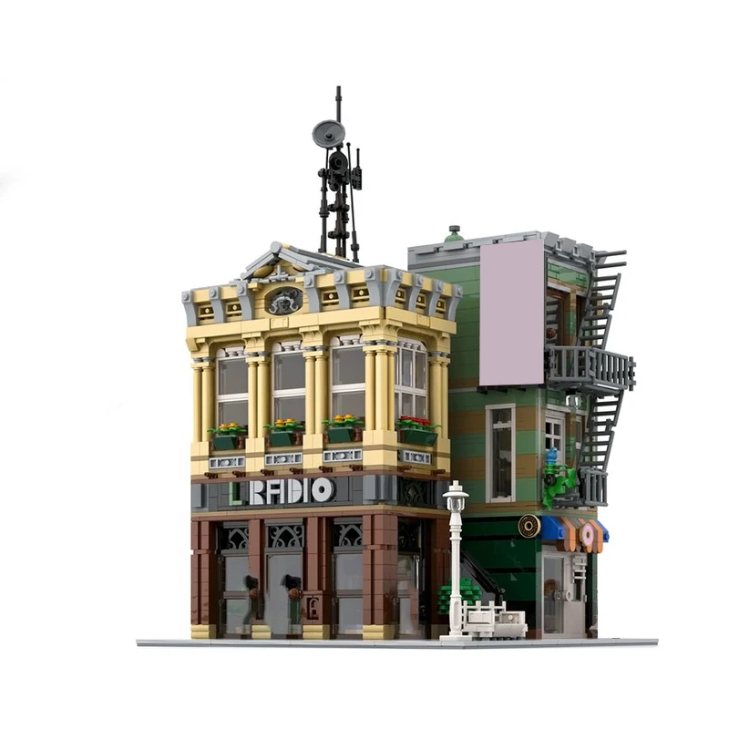 2619 PCS House Street Radio Station MOC Customize Modular Building Block Creative Design Educational DIY Boys Toy Birthday Gift