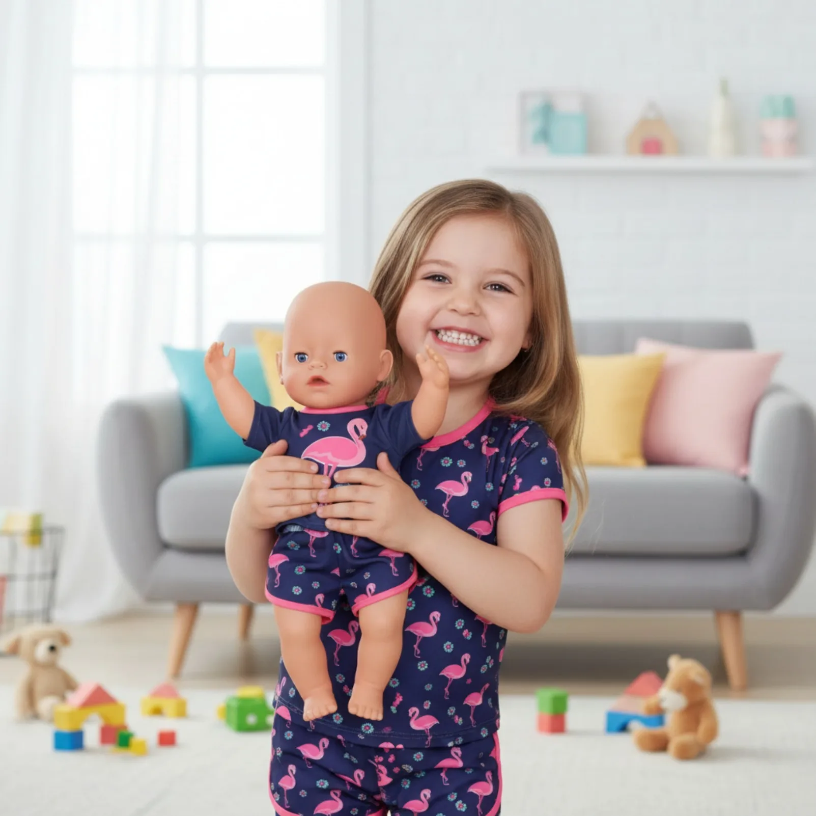 2Pcs/Set Short Sleeves+Pants Daily Pajamas Homewear For 43CM Baby Doll Clothes,18Inch American Doll Set,Girl Toys Gifts
