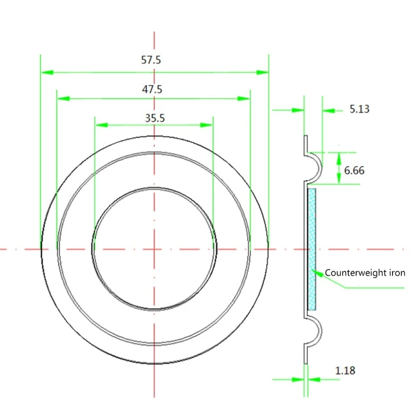 Diafragma Baixo Radiador Passivo, Subwoofer, Peças Reparo, Home Theater, Alto-falantes Acessórios, 57mm, 1 Conjunto