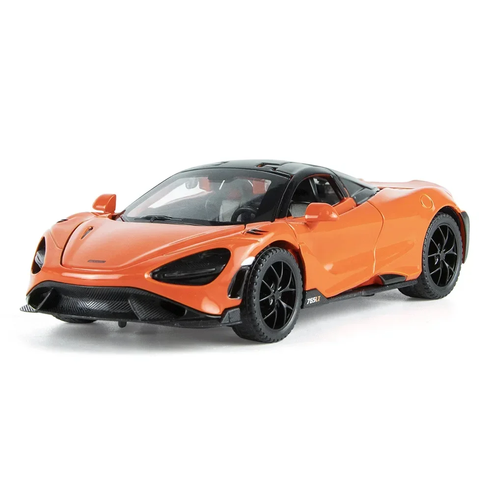 1:32 McLaren 765LT Sports Car High Simulation Diecast Metal Alloy Model Car Sound Light Pull Back Collection Kids Toy Gifts