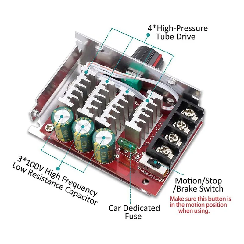 

2X 7-70V 30A PWM DC Motor Speed Controller Switch Control 12V 24V 36V 48V With 30 Amp Fuse