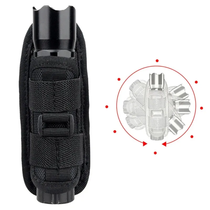 Taktyczna kabura na latarkę, uchwyt na latarkę, wytrzymałe akcesorium oświetleniowe do polowań, zestawy survivalowe, obrotowa kabura na latarkę 360 stopni.