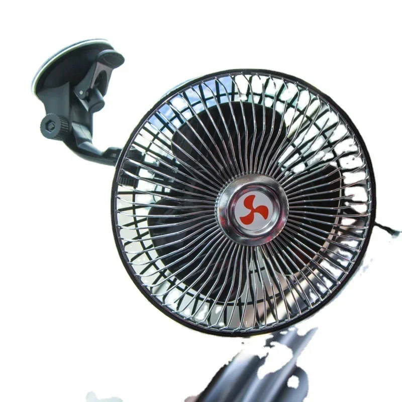 Car Electric Fan 6-inch Automatic Shaking Head Fan 360 Rotating Suction Cup Car Fan