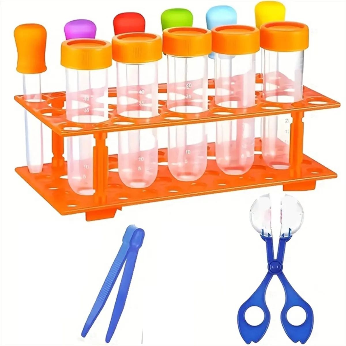 【2026 TOP Global】▼△◑Sports Skill Development Tool Kit, Including Extra Large Test Tubes, Colored Silicone Droppers, Orange Stora