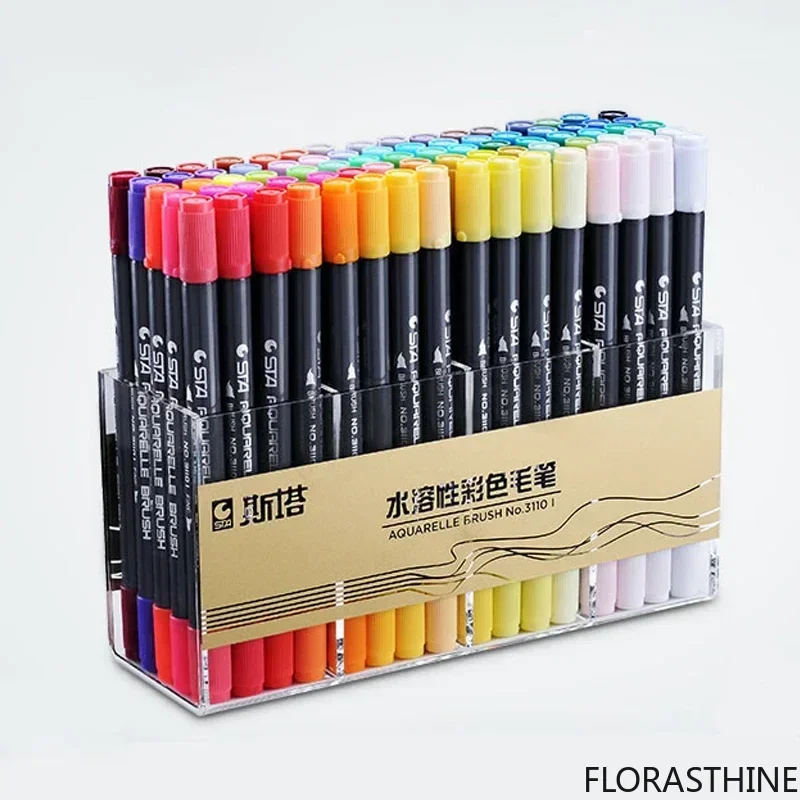 STA Watercolor Brush Pen Set Waterbrush Daul Tip Caligraphy Markers Brushpen Drawing Pen Manga Art Markers School Art Supplies