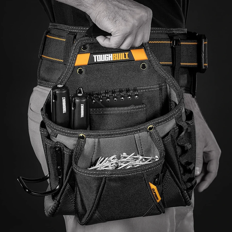 ToughBuilt TB-CT-01 Multi-Pocket Organizer Tool Pouch with ClipTech 23 Pockets and Loops Heavy Duty Belt Tool Pouch