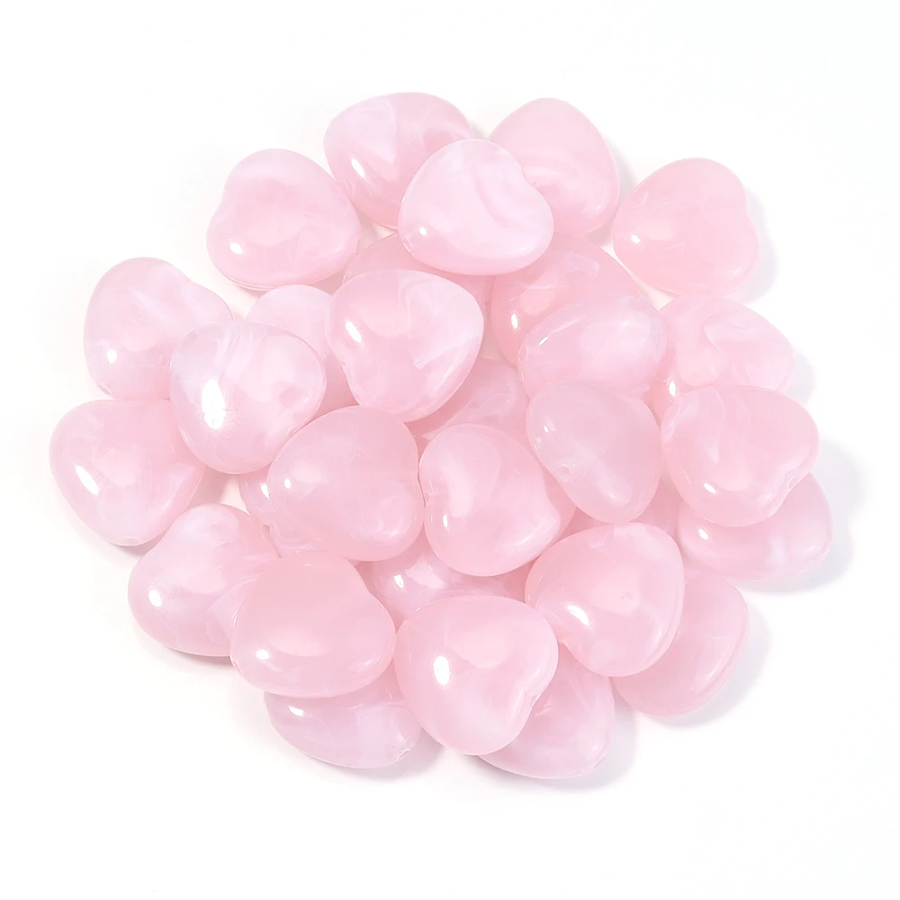 30 stuks 15X15.5mm Hart Acryl Kralen Dual Kleur Recht Gat Losse Kraal Voor Sieraden Maken DIY Armband Oorbellen Telefoon sleutelhanger