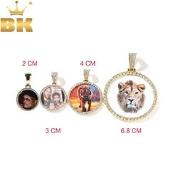 TBTK Cubic Zirconia Custom Made Photo Pendant Necklace Soild Back Engraved Name Full Iced Out Round Tag Hiphop Jewelry Gifts