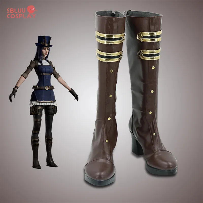 

LOL Arcane Caitlyn Женская обувь для косплея Коричневые ботинки на высоком каблуке Хэллоуин jd;2