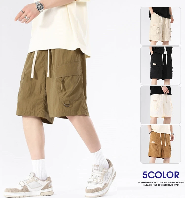 

Летние повседневные свободные мужские брюки-карго, модные, прямые, длиной до колена, стильные, молодежные