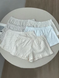 Eyelet Floral Cotton Sweet Home Boy Shorts Summer Elastic Waist Straight Short Pants Vintage Cute Home Cozy Woman Underwear Y2k